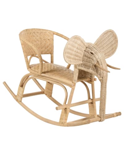 Chaise à bascule pour enfants éléphant rotin naturel