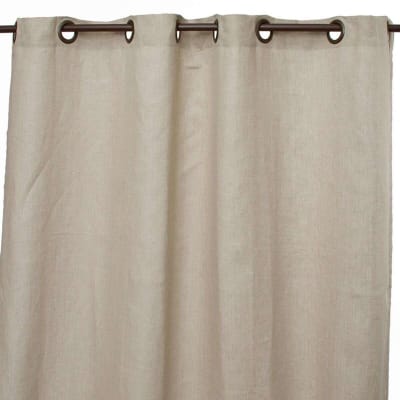 Rideau 100% lin à œillets à motifs floraux marron 140x250