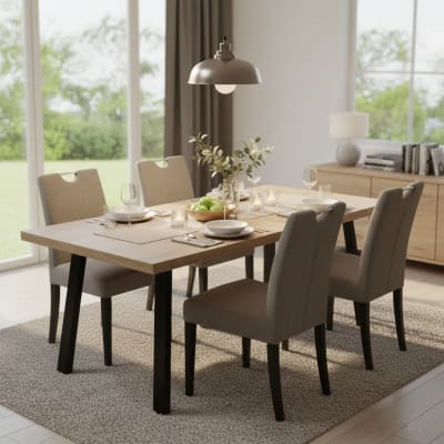 Table  rectangulaire 170cm aspect bois piètement a métal noir