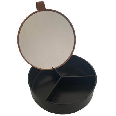 Miroir avec compartiments à bijoux en bambou