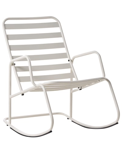 Fauteuil à bascule d'extérieur métal blanc cassé