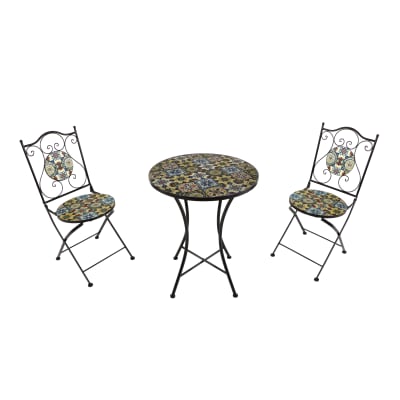 Table bistrot avec 2 chaises, mosaïque, yellow breeze