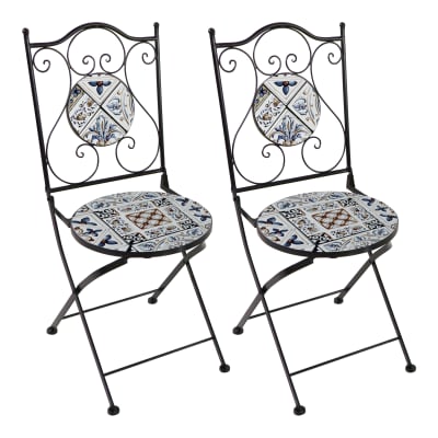 2 chaises de bistrot pliables bleu clair
