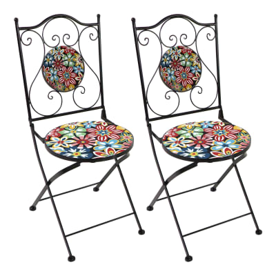 2 chaises de bistrot pliables fiesta flower