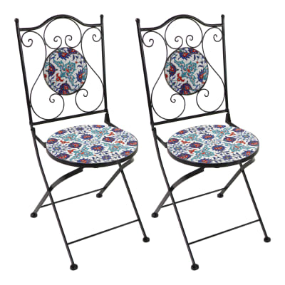2 chaises de bistrot pliables bleu vif