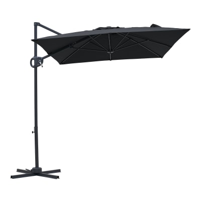 Parasol déporté, anthracite/gris, indice upf 30+, 200 x 300 cm