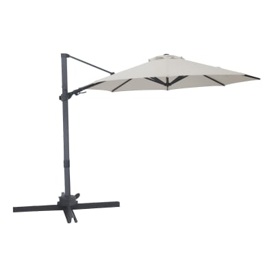 Parasol déporté rond, anthracite/beige, aluminium, ø 300 cm