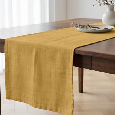 Chemin de table 100 % coton jaune 50x150 cm