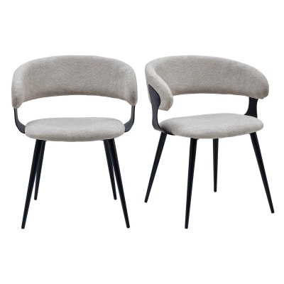 Fauteuil de table en tissu luxury grège (x2)
