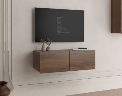 Meuble tv modulable 100 cm   2 portes  effet noyer