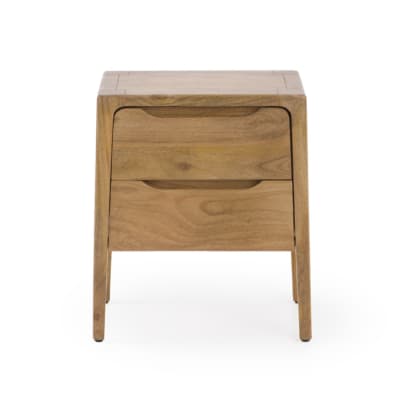 Table de chevet à 2 tiroirs en bois massif de manguier