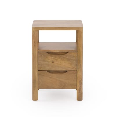 Table de chevet 2 tiroirs en bois massif de manguier