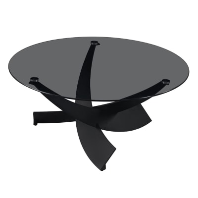 Table basse en verre teinté pieds croisés noir
