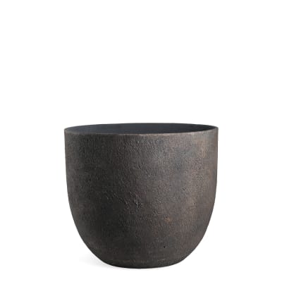 Cache-pot décoratif en ciment marron et noir antique h45