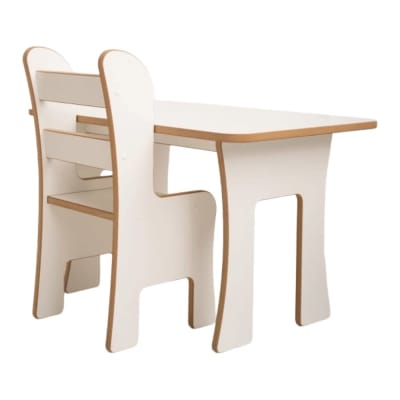 Table et chaise pour enfant en bois blanc