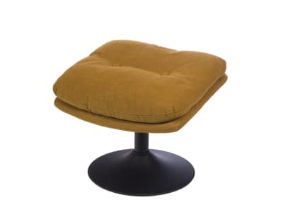 Repose-pied moutarde confortable en tissu avec pied en acier noir