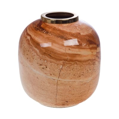 Vase minéral boisé 29 cm multicolore en métal