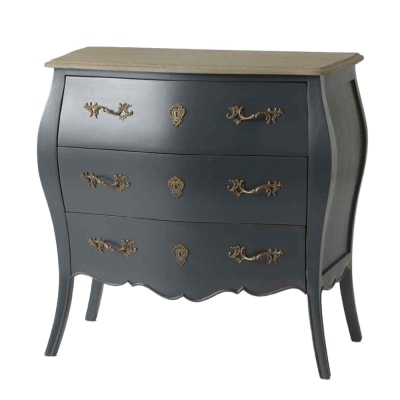 Commode 3 tiroirs en chêne  l80 cm murano céleste gris en bois de