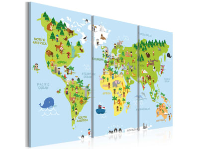 Tableau enfant carte du monde des enfants - 120 x 80 cm - artgeist