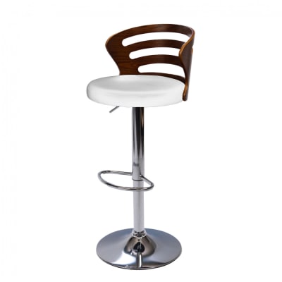 Tabouret de bar réglable en simili cuir  assise 65-75 cm emilio blanc
