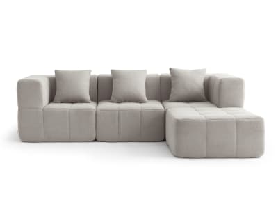 Canapé d'angle 3 places avec méridienne Tissu fine boucle Beige pierre