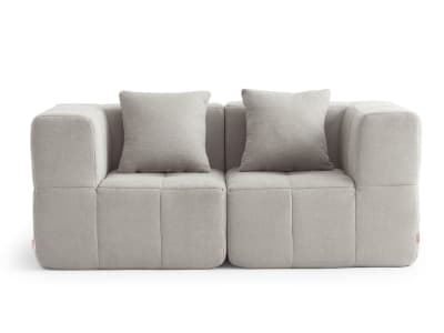 Canapé droit modulaire 2 places Tissu fine bouclette Beige pierre