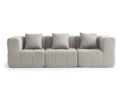 Canapé droit modulaire 3 places Tissu fine bouclette Beige pierre