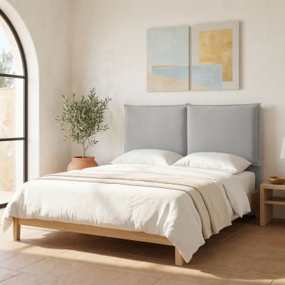Tête de lit double corps gris argenté, lit 160 cm, 170x125 cm