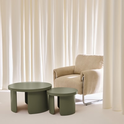 Set de 2 tables basses gigognes rondes kaki