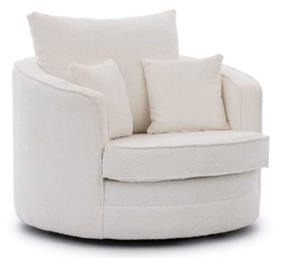 Fauteuil pivotant rotatif à 360° en tissu bouclé