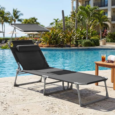 Bains de soleil lot de 2 193 x 53 x 29cm avec appuie-tête gris foncé