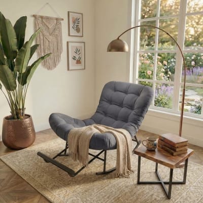 Fauteuil relax avec repose-pieds extensible supporte 136 kg gris