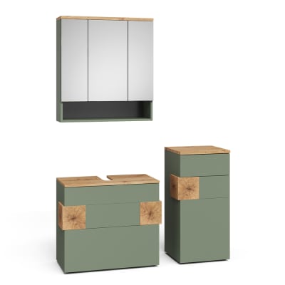 Meubles bain 3 pièces vert 70x64cm