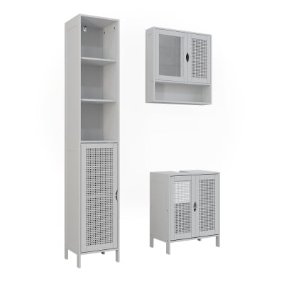 Meubles bain 3 parties blanc 48x60cm