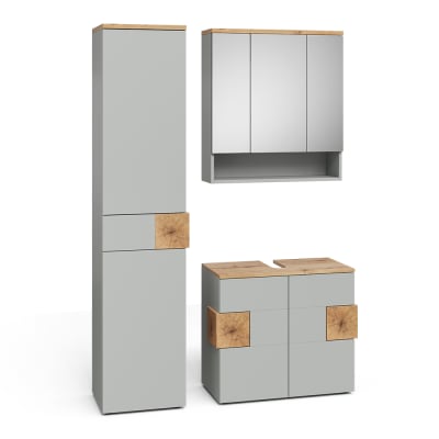 Meubles bain 3 pièces gris 75x64cm