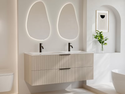 Meuble double vasque mdf beige