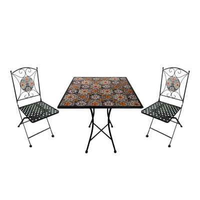 Table bistrot, 2 chaises, mosaïque, casa del sole