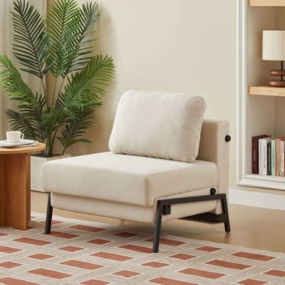 Fauteuil convertible 1 place tissu beige