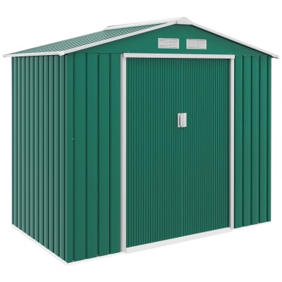 Abri de jardin avec kit de fondation tôle d'acier vert