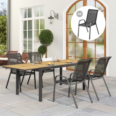 Chaises de jardin empilables acier noir