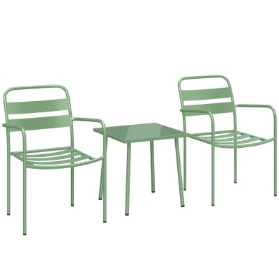 Ensemble bistrot de jardin 3 pièces table chaises acier galvanisé vert