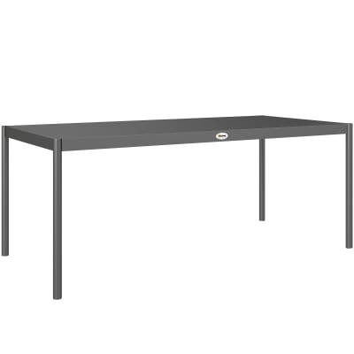 Table à manger de jardin 8 personnes en acier et aluminium gris foncé