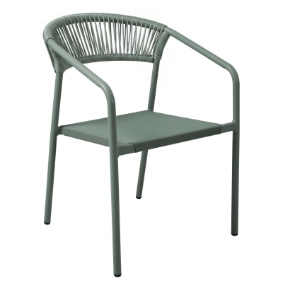Chaise de jardin aluminium et rotin synthétique avec accoudoirs vert