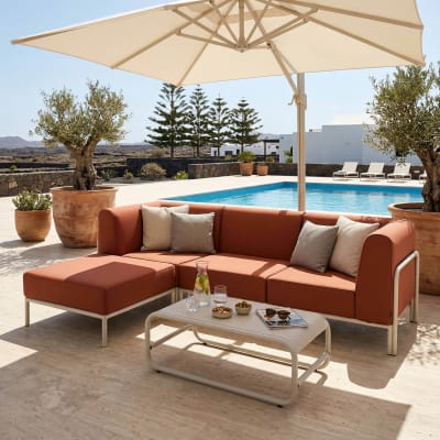 Salon de jardin bas modulable uni 4 places terracotta
