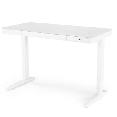 Bureau assis débout électrique blanc avec chargeur 120cm