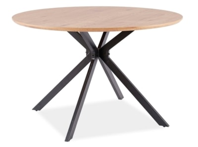 Table ronde acier noir couleur chêne 120cm