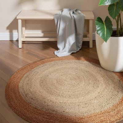 Tapis rond 120 x 120-rond cm, forme ronde, jute noble, motif rond