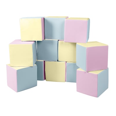 Lot cubes XXL mousse 12 pcs rose, bleu, jaune