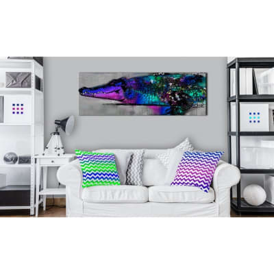 Tableau alligator bleu 120 x 40 cm