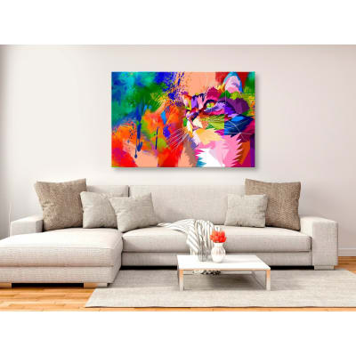 Tableau chat coloré large 120 x 80 cm